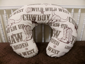 Cowboy with Brown Minky Dot Nursing Pillow Cover
