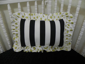 Black and White Stripes with Gold Dots Accent Pillow