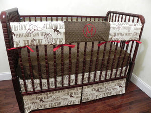 Cowboy Baby Bedding Set Mathis - Western Crib Bedding, Boy Baby Bedding, Crib Rail Cover