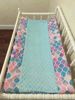 Changing Pad Cover - Mermaid Tile with Aqua Minky