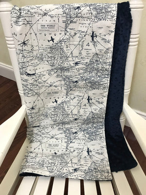 Car Seat Blanket - Navy Air Traffic Map with Navy