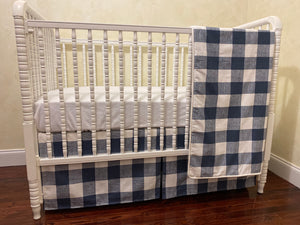 Navy Buffalo Check Baby Bedding - Navy Buffalo Plaid Crib Bedding Set
