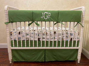 Woodland Friends Baby Boy Bedding - Boy Crib Bedding, Green Crib Bedding, Crib Rail Cover Set