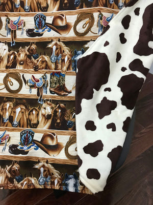 Car Seat Cover - Rodeo Horses with Pony Minky