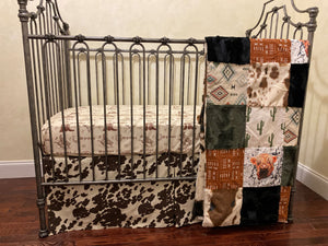 Cowboy Crib Bedding, Cow Hide Baby Bedding, Western Nursery Bedding, Personalized Crib Sheet