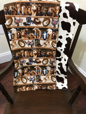 Car Seat Blanket - Rodeo Horses with Pony Minky