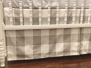 Taupe/Khaki Buffalo Plaid Baby Bedding Set - Buffalo Plaid Crib Bedding , Boy Crib Bedding, Crib Rail Cover Set