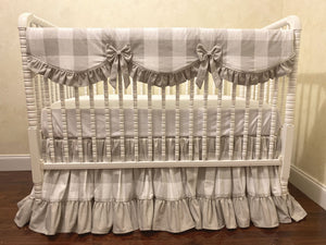 Gray Plaid Baby Girl Crib Bedding - French Gray Buffalo Check Girl Baby Bedding