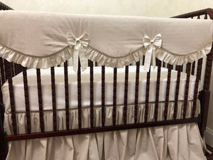 Linen Crib Bedding Set - Gender Neutral Baby Bedding, Girl Crib Bedding, Crib Rail Cover Set