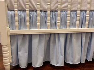 Boy Baby Crib Bedding Set - Light Blue and White with Navy Boy Crib Bedding, Crib Rail Cover Set