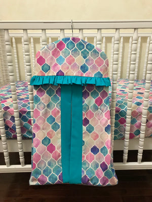 Diaper Stacker - Hanger Style in Mermaid Tile with Teal