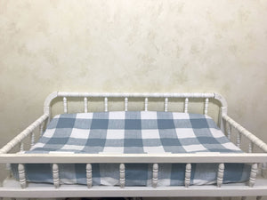 Blue Buffalo Plaid Baby Crib Bedding, Boy Crib Bedding