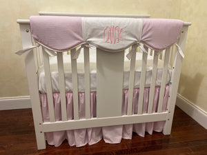 Pink Seersucker Mini Crib Bedding Set - Girl Mini Crib Baby Bedding