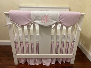 Pink Seersucker Mini Crib Bedding Set - Girl Mini Crib Baby Bedding