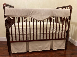 Natural Linen Baby Bedding - Gender Neutral Crib Bedding, Boy Crib Bedding, Crib Rail Cover Set