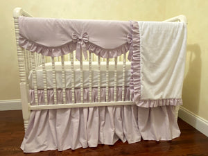 Lavender Linen Crib Bedding, Girl Baby Bedding, Girl Crib Bedding, Crib Rail Cover Set