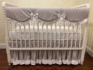 Gray and White Girl Baby Bedding Set - Girl Crib Bedding, Crib Rail Cover