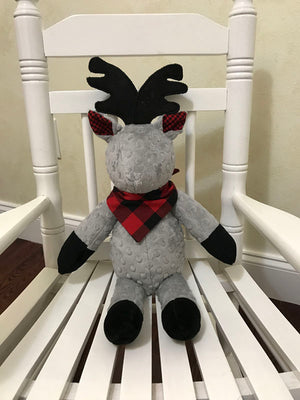 Snuggle Pal Deer - Gray with Red and Black Plaid
