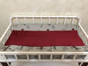 Changing Pad Cover - Vintage Airplanes with Crimson Minky