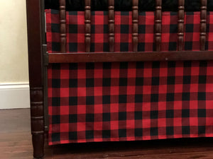 Red and Black Plaid Baby Bedding Set Henry- Red Buffalo Plaid Crib Bedding Set, Crib Rail Cover