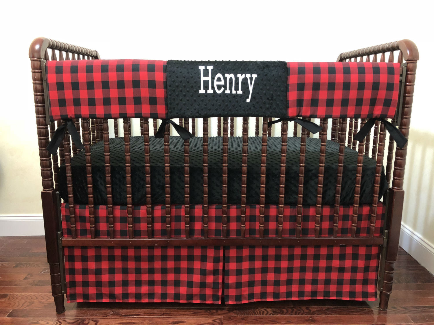 Red and Black Plaid Baby Crib Bedding