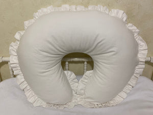 White Linen Nursing Pillow Cover with Ruffle
