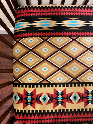 Aztec Crib Bedding Set, Cowhide Baby Bedding, Crib Rail Cover