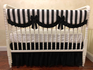 Black, White, and Gold Girl Crib Bedding Set  - Girl Baby Bedding, Crib Rail Cover Set