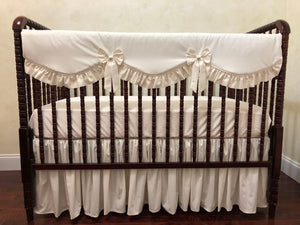 Ivory Girl Crib Bedding Set - Girl Baby Bedding, Crib Rail Cover