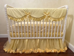 Yellow Girl Crib Bedding, Light Yellow Princess Baby Bedding