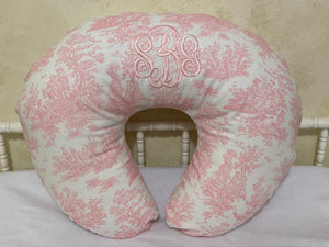 Pink Toile Nursing Pillow Cover, Baby Girl Nursing Pillow Cover