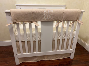 Natural Linen Mini Crib Bedding Set - Boy Mini Crib Bedding