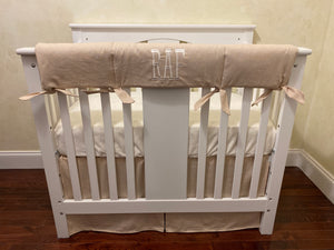 Natural Linen Mini Crib Bedding Set - Boy Mini Crib Bedding