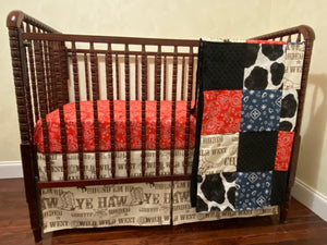 Western Cowboy Crib Bedding, Cowboy Baby Bedding, Western Nursery Bedding, Crib Rail Cover