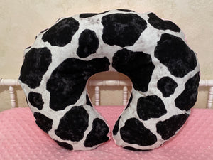 Cow Crib Bedding, Baby Girl Cow Crib Bedding, Black and White Cow Bedding with Pink