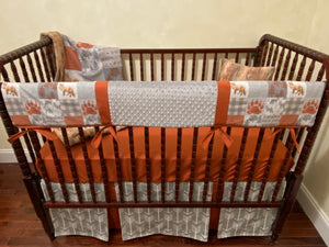 Woodland Fox Crib Bedding, Boy Baby Bedding, Crib Rail Cover