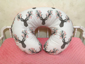 Floral Deer Nursing Pillow Cover