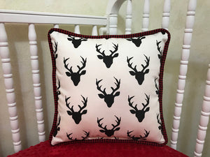 Black Buck with Red Plaid Accent Pillow
