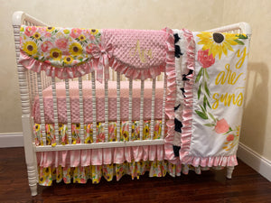 Sunflower Crib Bedding, Girl Baby Bedding