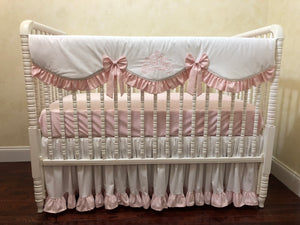 Cinderella Crib Bedding in White and Pale Pink, Fairy Tale Nursery Bedding, Princess Baby Bedding