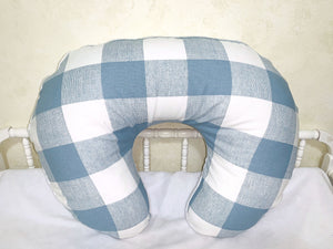 Light Blue Buffalo Plaid Nursing Pillow Cover