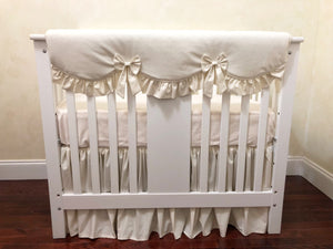Ivory Baby Girl Mini Crib Bedding Set - Girl Mini Crib Baby Bedding, Ivory Mini Crib Bedding