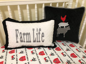 Farm Life Crib Bedding Set - Boy Baby Bedding, Farm Nursery Bedding in Red, Black, and Gray