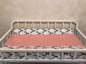 Woodland Girl Crib Bedding Set Chelsea, Girl Baby Bedding, Coral and Mint Woodland Baby Bedding