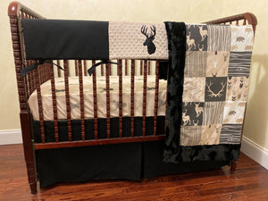 Boy Deer Crib Bedding, Baby Boy Woodland, Deer Bedding, Crib Rail Cover