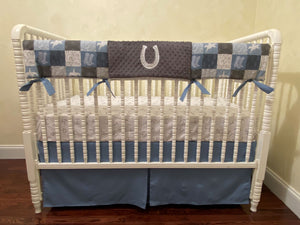 Cowboy Crib Bedding, Baby Boy Western Crib Bedding, Crib Rail Cover