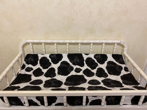 Cow Crib Bedding, Baby Girl Cow Crib Bedding, Black and White Cow Bedding with Pink