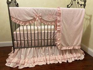 Pale Pink Baby Girl Crib Bedding Set, Crib Rail Cover
