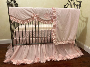 Pale Pink Crib Bedding Set Giselle - Ballerina Crib Bedding, Princess Baby Bedding, Girl Crib Bedding Set