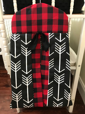 Diaper Stacker - Hanger Style in Black Arrows with Red Plaid